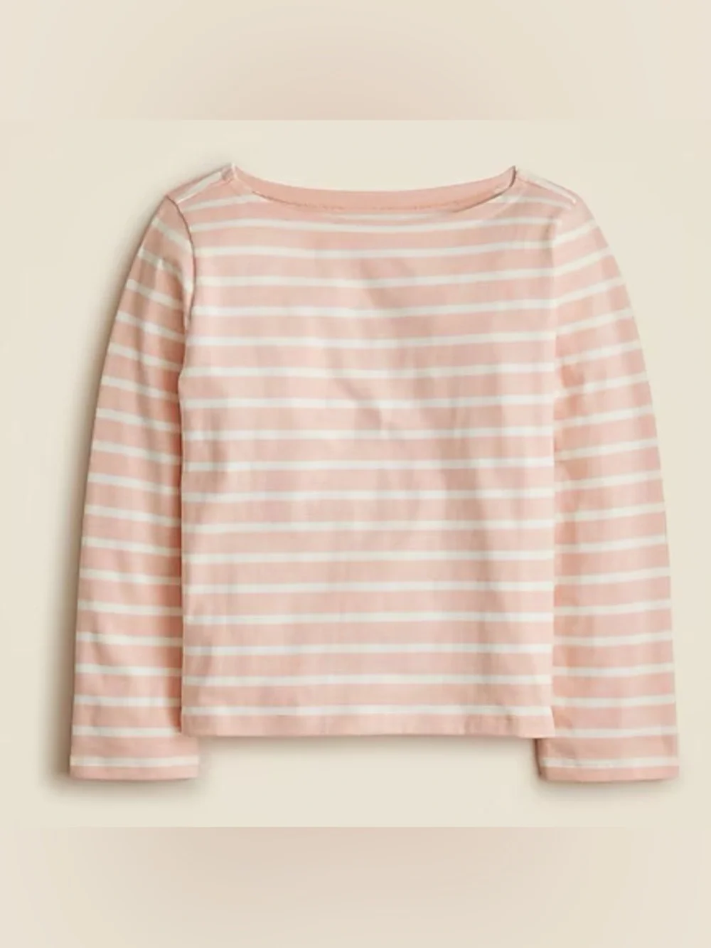 J.Crew Striped Boatneck long sleeve top. Pink/cream stripes. Large. Like new.